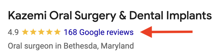 Google reviews of kazemi oral surgery and dental implants in Bethesda and Dr. Kazemi and Dr. Sarva